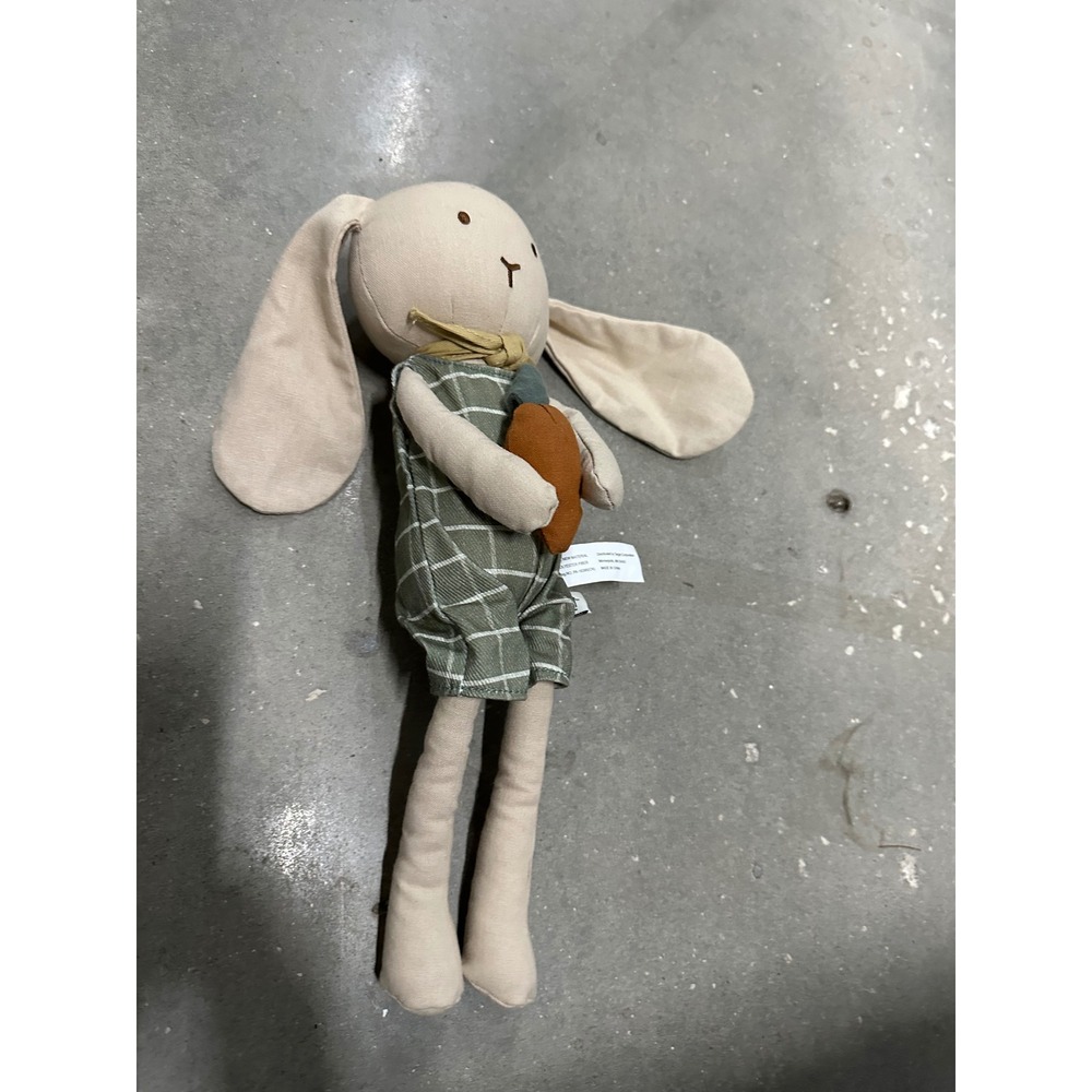 Hearth and Hand Magnolia Bunny Rabbit Plush Toy Green Plaid Romper Carrot